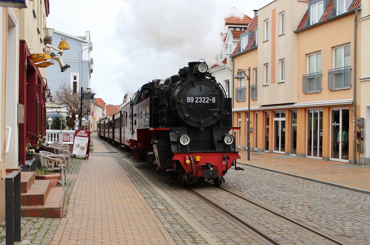 99 2322-8 (Mollibahn) zu sehen am 24.03.19 in Bad Doberan.