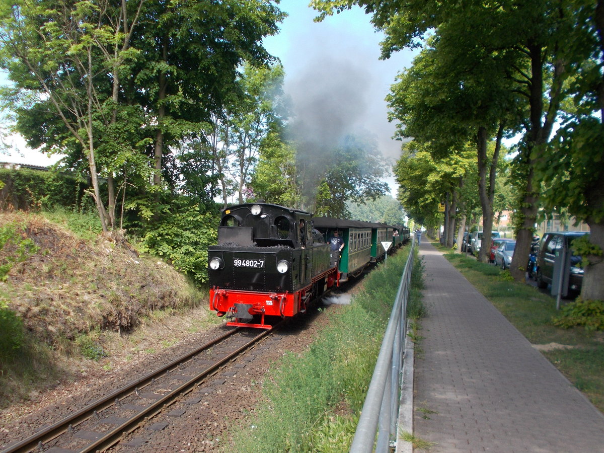99 4802 dampfte,am 26.Mai 2018,aus dem Ostseebad Binz,nach Göhren.