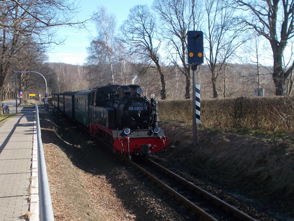 99 4802 rollte,am 08.März 2015,Richtung Binz.