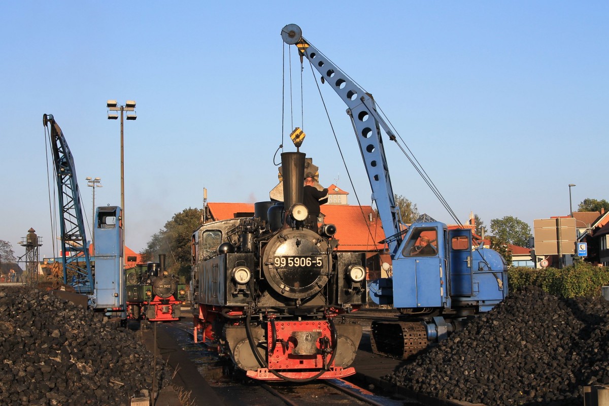 99 5906-5 (Baujahr: 1918) der Harzer Schmalspurbahn GmbH (HSB) auf Bahnhof Wernigerode am 3-10-2014.