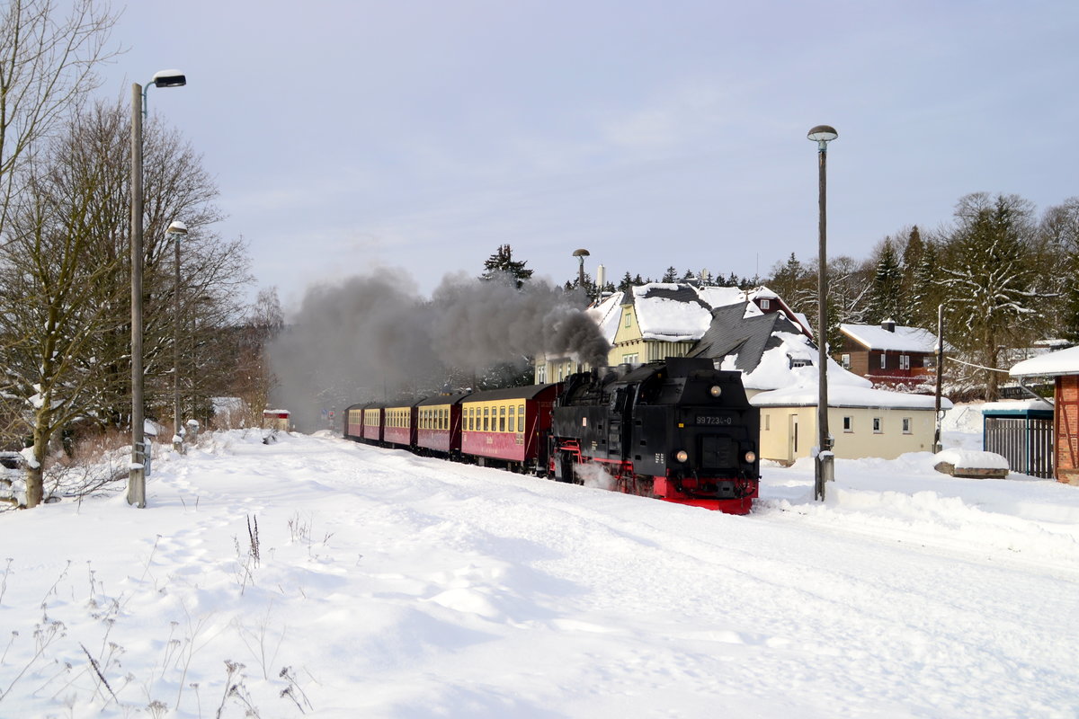 99 7234-0 mit HSB 8920 Nordhausen Nord - Brocken am 18.01.2017 in Elend