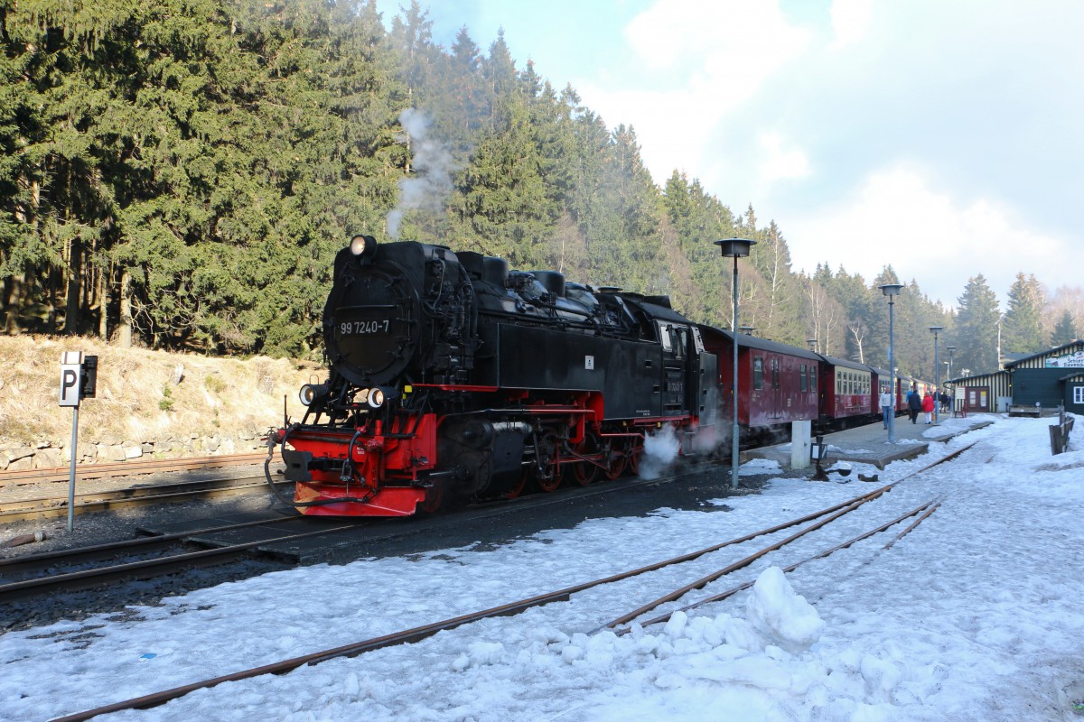 99 7270 7 am 21.03.2015 im Bahnhof von Schierke auf dem Weg zum Brocken 