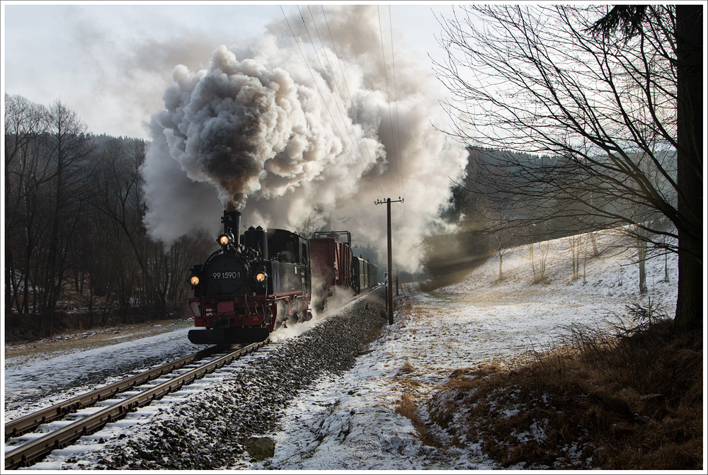 99.1590 am Morgen des 6.2.2016 in Schmalzgrube bei der Ausfahrt Richtung Jöhstadt.