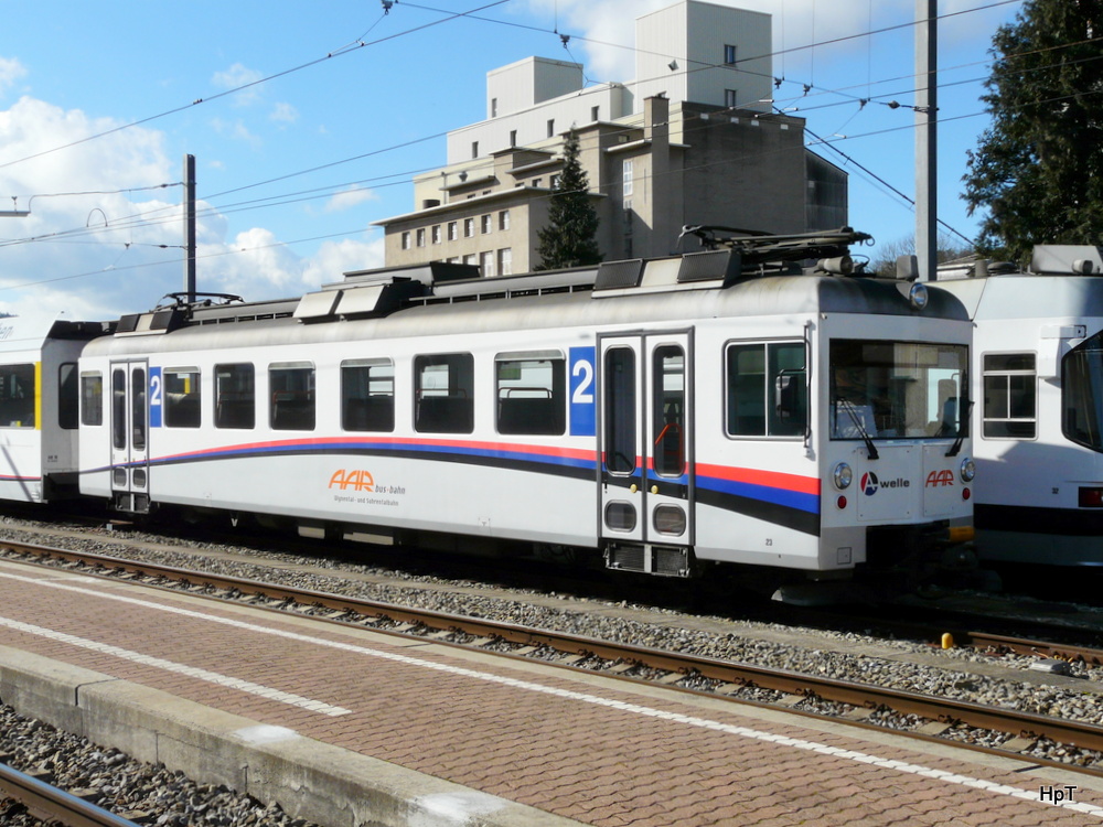 AAR - Triebwagen Be 4/4 23 im Bahnhof Schöftland am 22.02.2014
