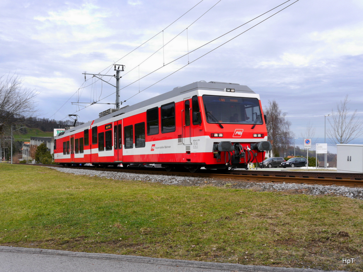 AB / RHB - Zahnradtriebwagen BDeh 3/6  25 unterwegs in Heiden am 09.03.2018