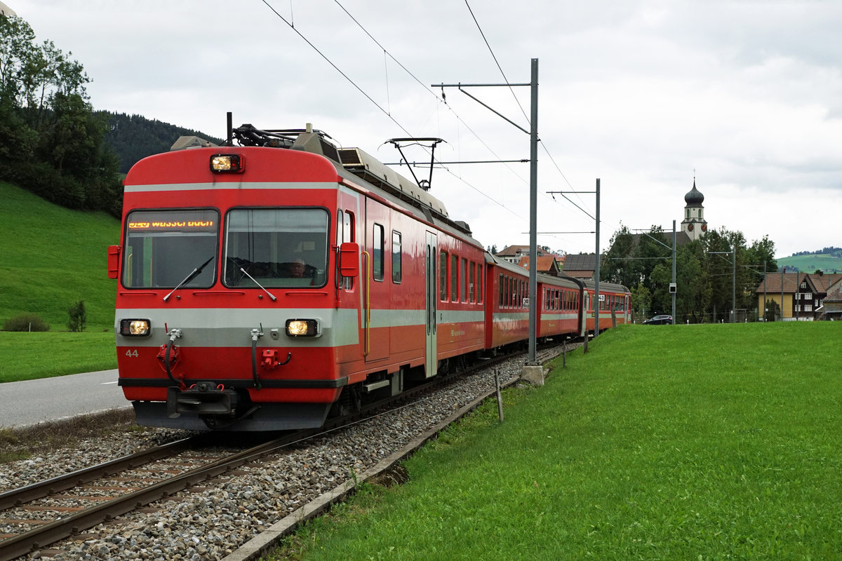 AB: Bahnidylle Streckenabschnitt Appenzell - Wasserauen der Appenzeller Bahnen vom 15. September 2017.
Foto: Walter Ruetsch  