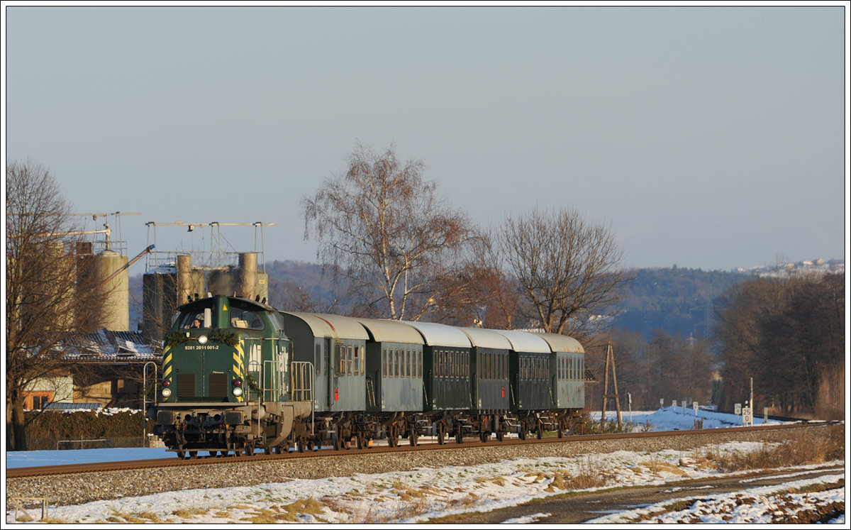 Ab Groß St. Florian ging es bis zum Endbahnhof Wies-Eibiswald als Spz 8519 weiter. Hier ist 1100.1 zwischen Groß St. Florian und Frauental zu sehen.
