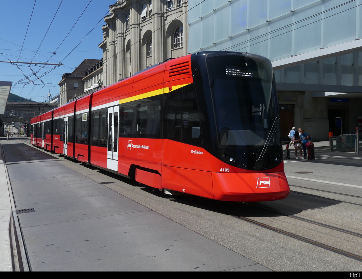 AB - Triebwagen ABe 4/6 4105 + Be 4/6 4005 unterwegs in St. Gallen am 12.06.2022
