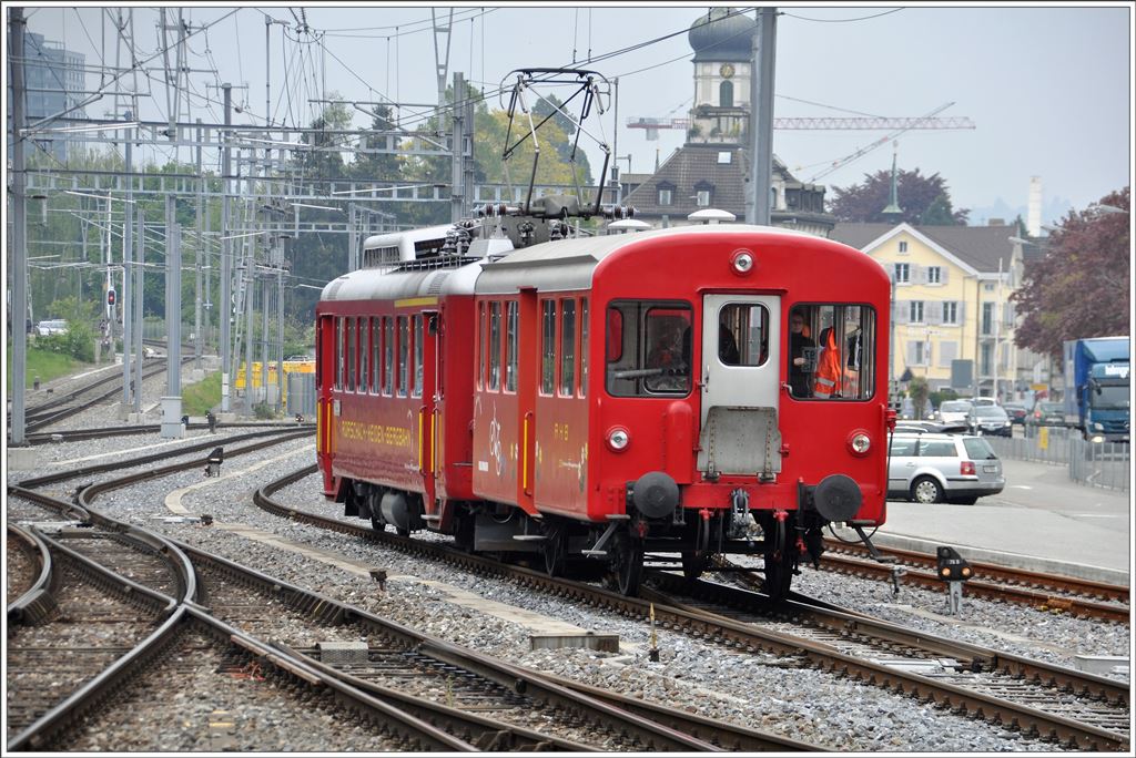 ABDeh 2/4 24 und D9 Velowagen in Rorschach. (02.05.2016)