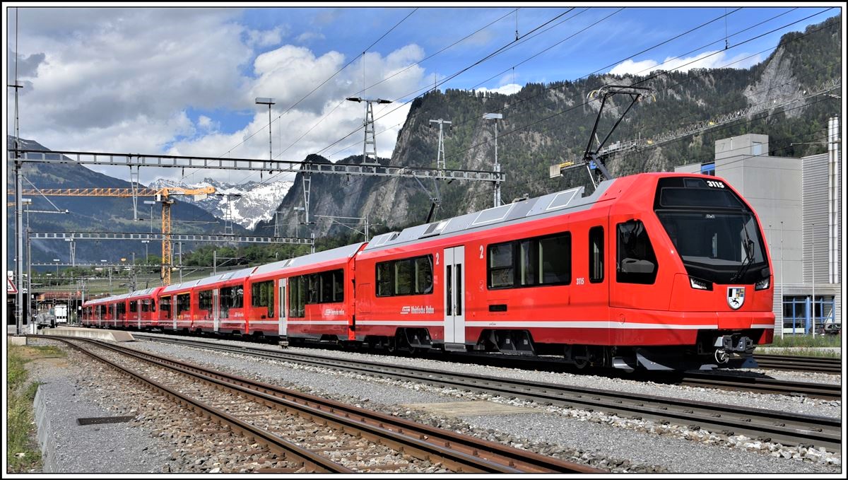 ABe 4/16 Capricorn 3115+3114 auf Probefahrt in Untervaz-Trimmis. (04.05.2020)