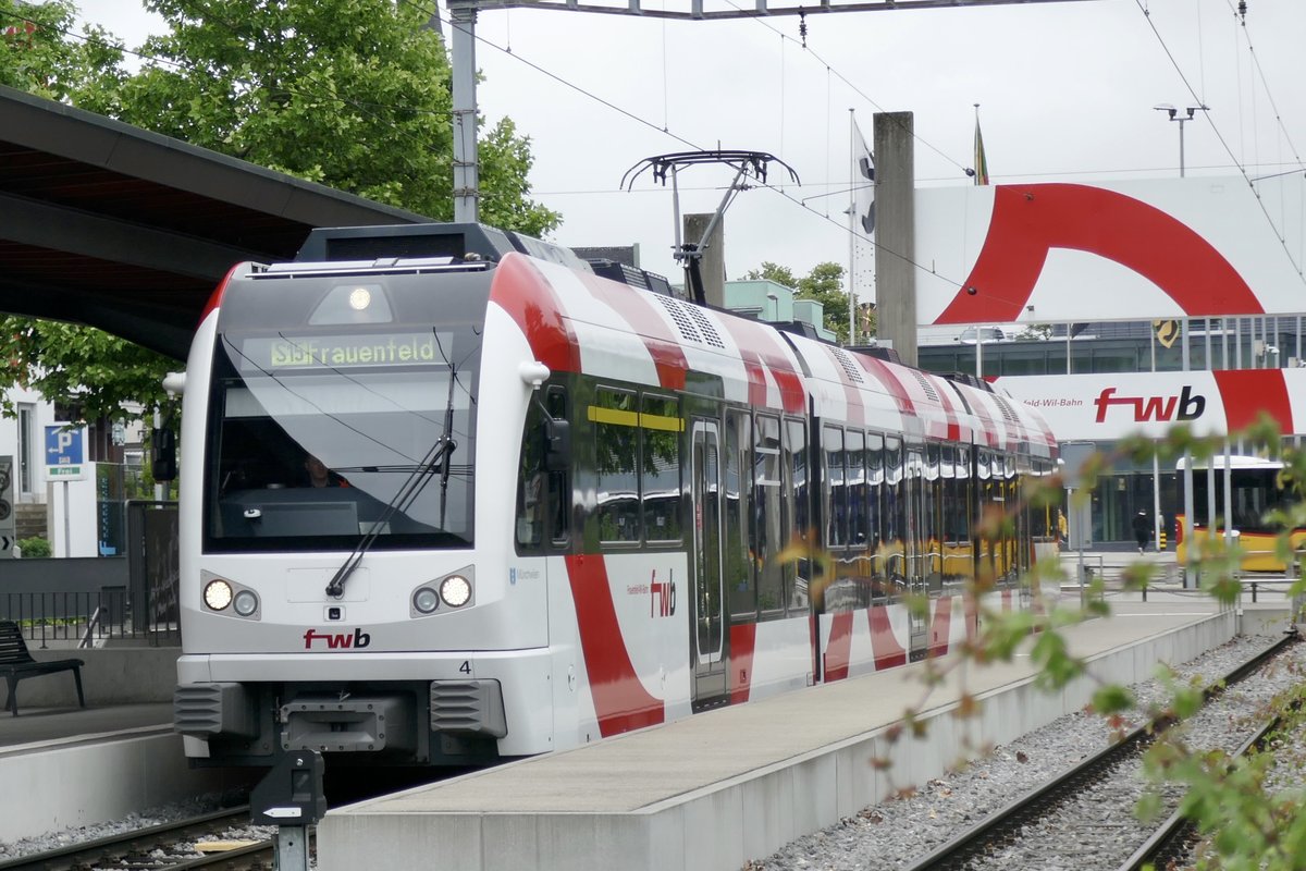 ABe 4/8 4  Münchwilen  der FWB am 9.6.20 im Bahnhof Wil.