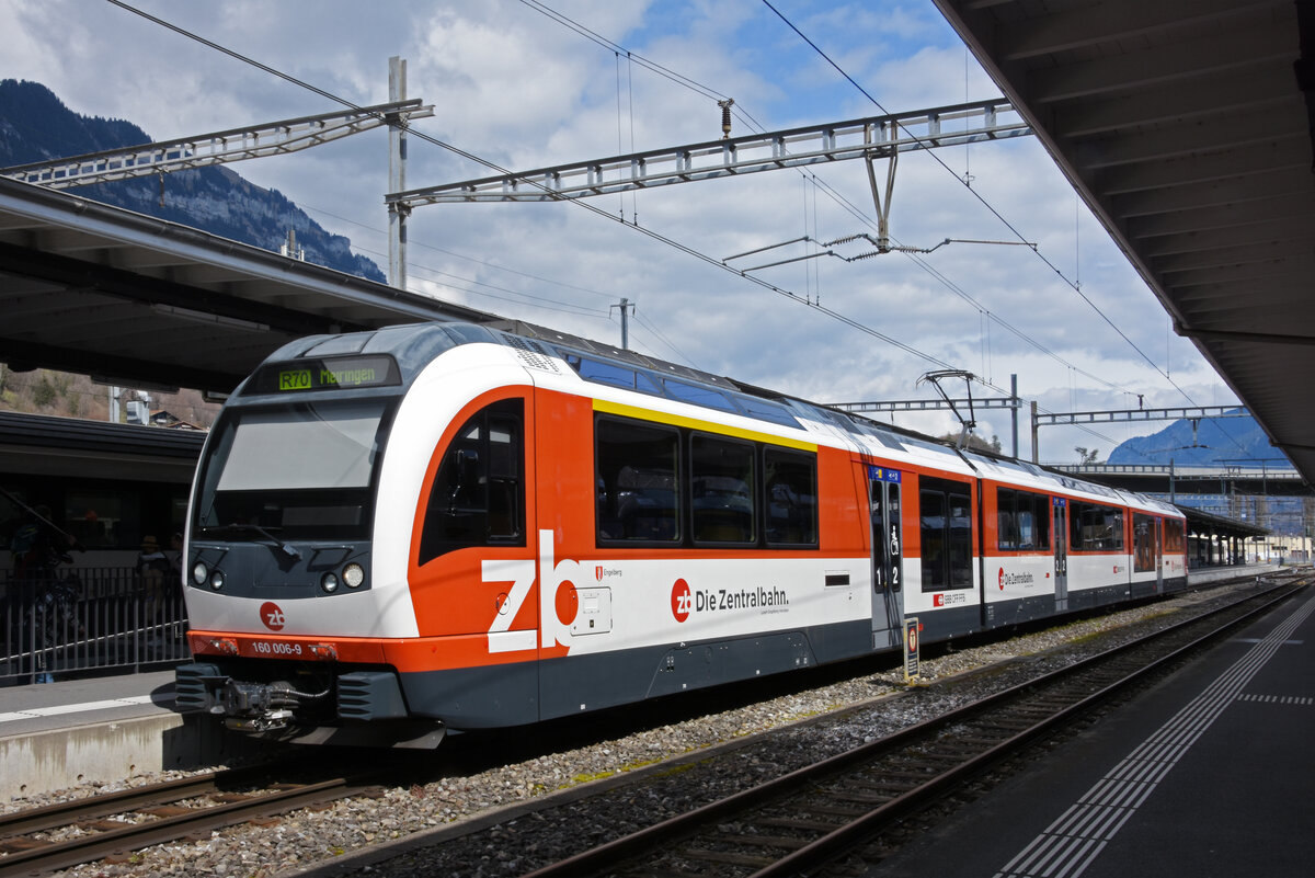 ABeh 160 006-9 wartet am 08.04.2023 beim Bahnhof Interlaken Ost.