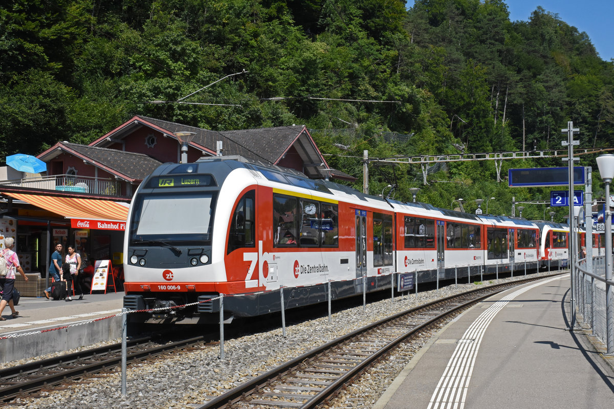 ABeh 160 006-9 wartet beim Bahnhof Brienz. Die Aufnahme stammt vom 29.07.2018.