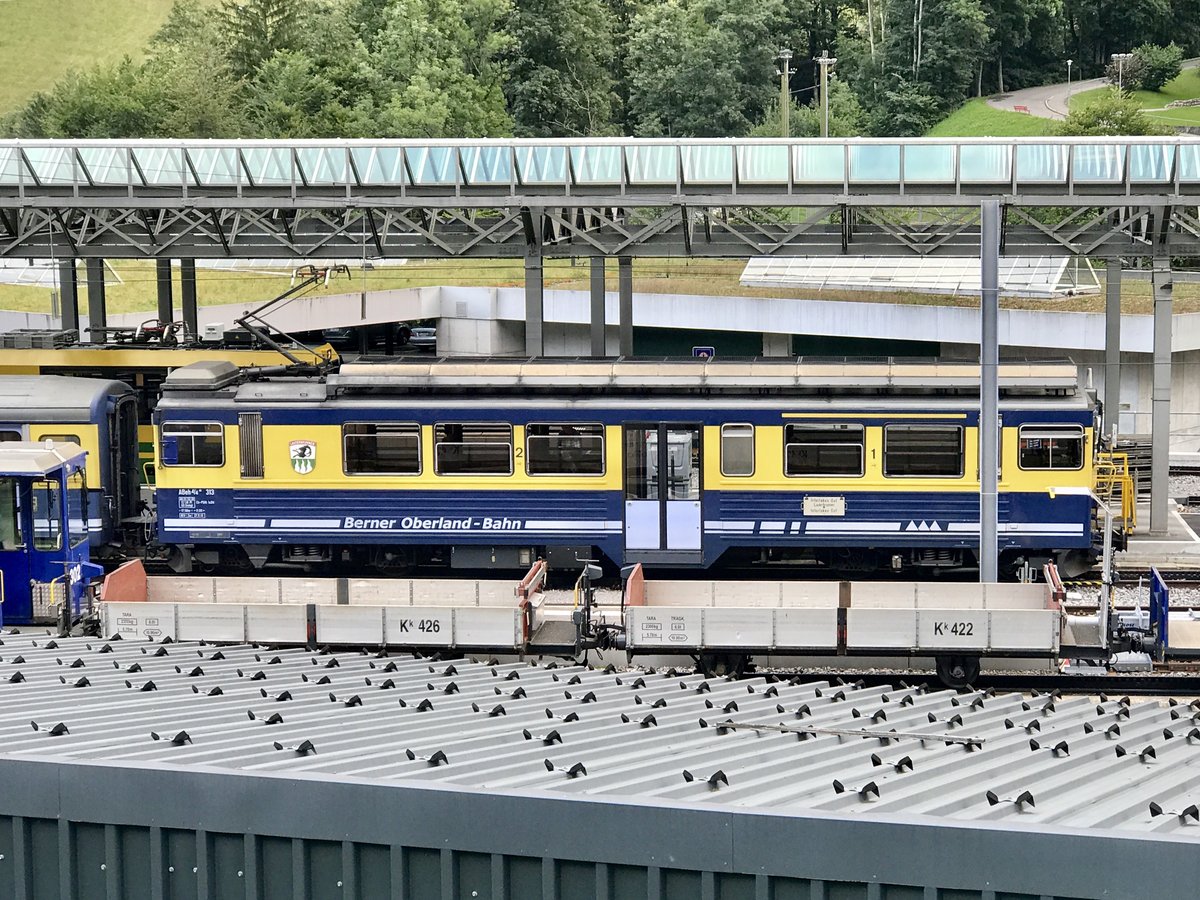 ABeh 4/4 II 313  Lauterbrunnen  im Heimatbahnhof Lauterbrunnen am 23.8.17.