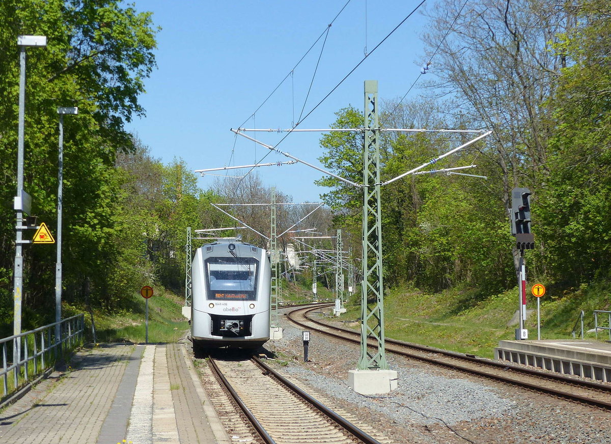 abellio 1648 406 als RB 80427 von Calbe (S) Ost nach Halle (S) Hbf, am 22.04.2019 in Halle Steintorbrücke.