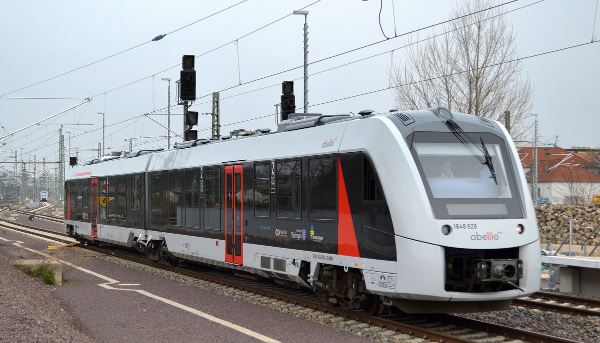 Abellio Rail Mitteldeutschland fährt mit einem Alstom Coradia LINT 41 mit der Nr. 1648 926 (95 80 1648 926-1 D-ABRM) im Magdeburg Hbf. ein, 21.03.19