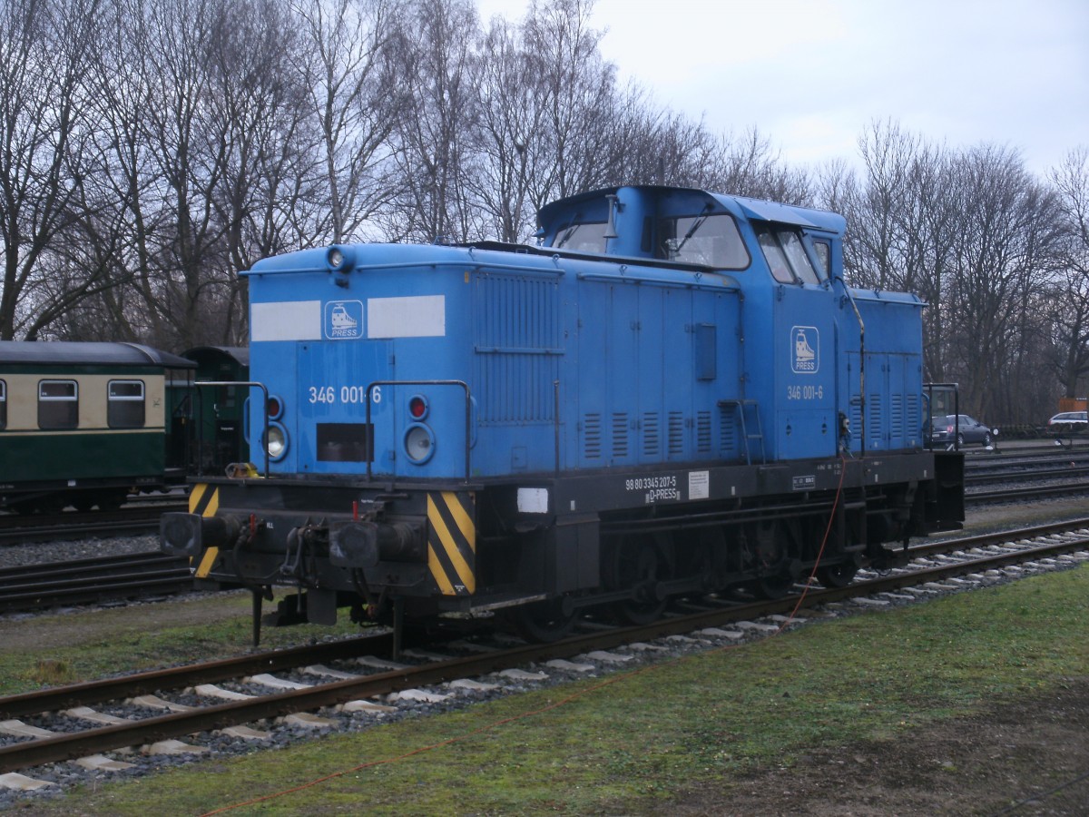 Abgestellte PRESS 346 001,am 02.Januar 2014,im schneefreien Putbus.