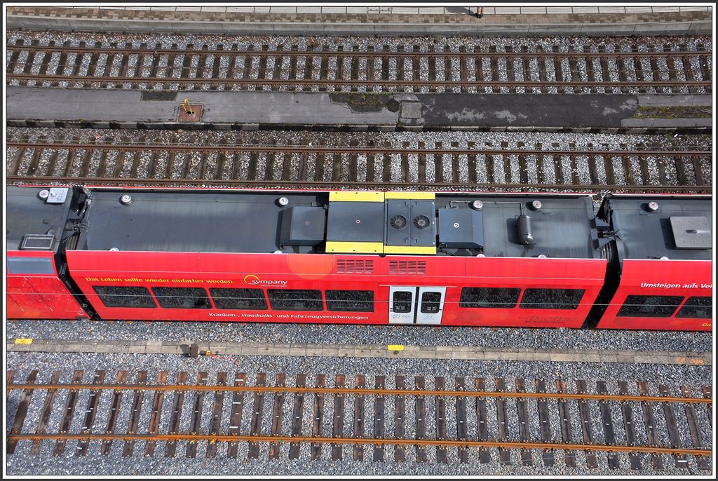 Abgestellter Thurbo GTW aus der Vogelperspektive in Rorschach. (23.06.2015)