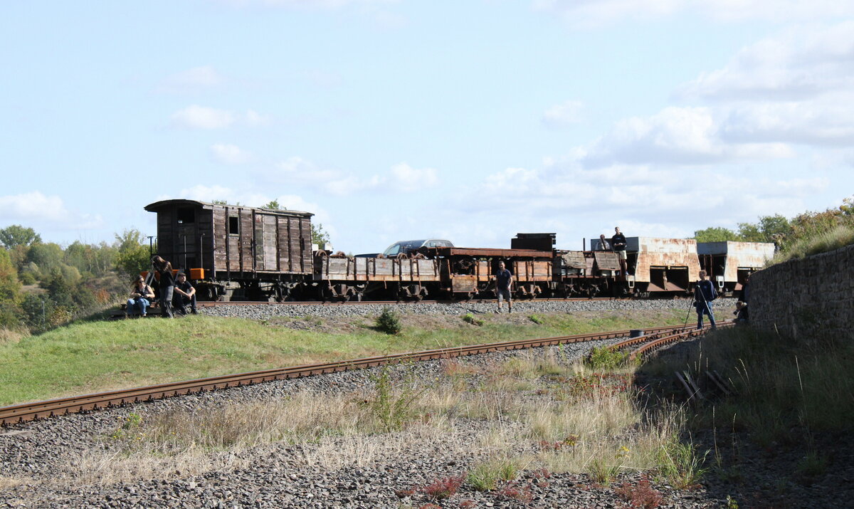 Abgestelltes Rollmaterial der Mansfelder Bergwerksbahn, am 30.09.2023 in Hettstedt-Kupferkammerhütte. 