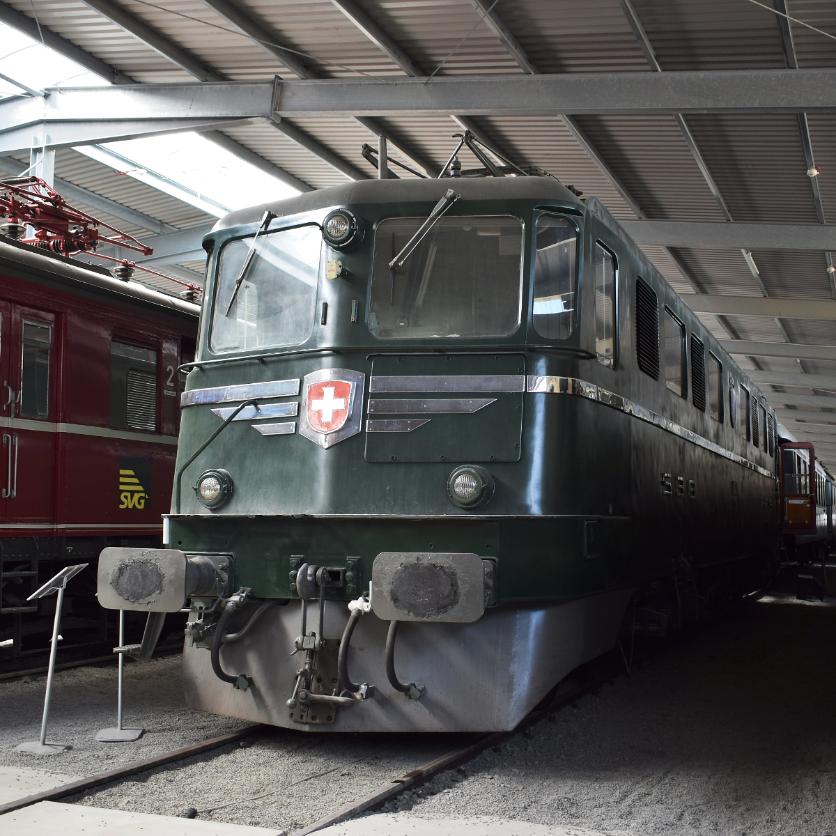 Ae 6/6 11401 am 21. April 2018 in der SVG Eisenbahn-Erlebniswelt in Horb am Neckar.