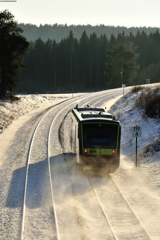 Ag 84586 mit 650 709 von Marktredwitz nach Bayreuth bei Waldershof, 07.02.2015