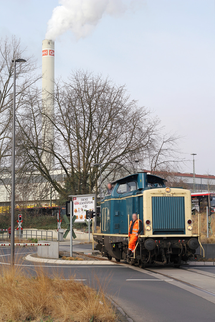 Aggerbahn 212 376 // Bergisch Gladbach (Anschlussgleis zur Papierfabrik) // 26. Februar 2016