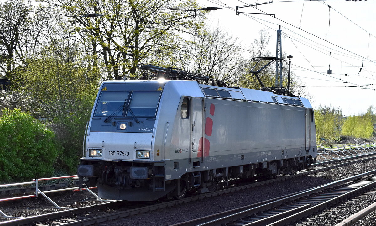 AKIEM SAS Lok  185 579-0  [NVR-Nummer: 91 80 6185 579-0 D-AKIEM], Mieter? früher mal ITL? Richtung Frankfurt/Oder am 06.04.24 Höhe Bahnhof Berlin Hirschgarten.