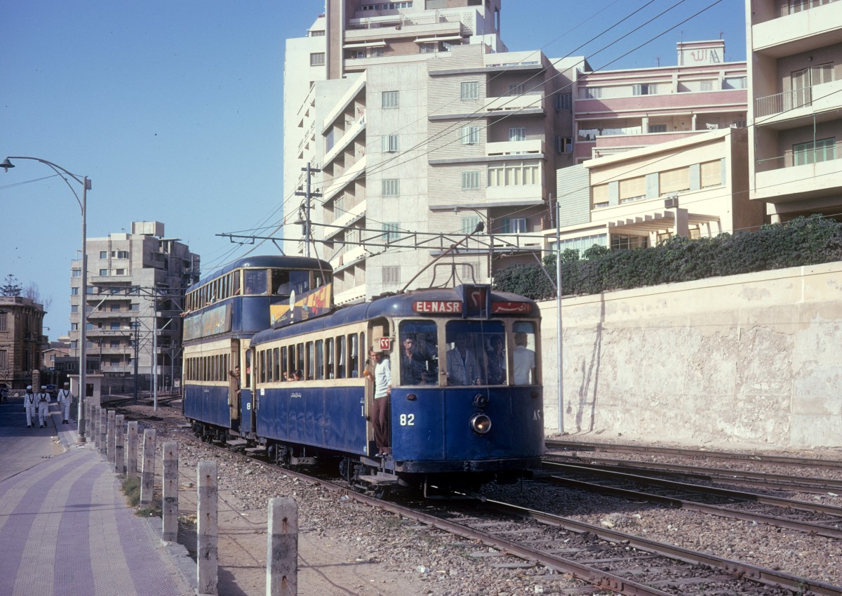Alexandria Ramleh-Linie (Blaue Strassenbahn) SL 2 San Stefano am 12. Juni 1974.
