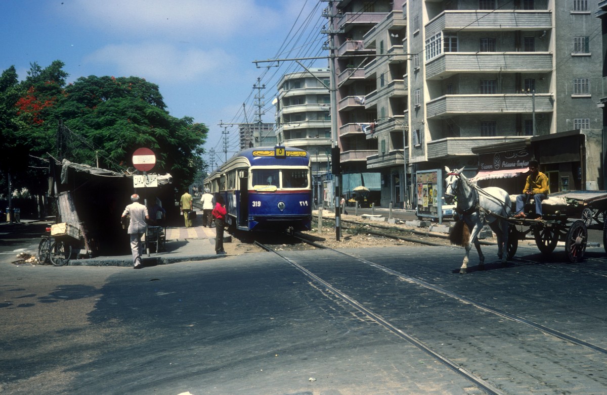 Alexandria Ramleh-SL 5 (PCC 319) Rue Heidar Pascha am 22. Juni 1977. - Alle Strassennamen gab es damals sowohl in arabischer als auch in französischer Sprache.