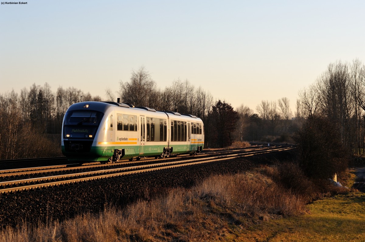 Alltägliche Zugleistung in Wiesau: VBG 74264 nach Marktredwitz bei Schönfeld, 24.01.2014