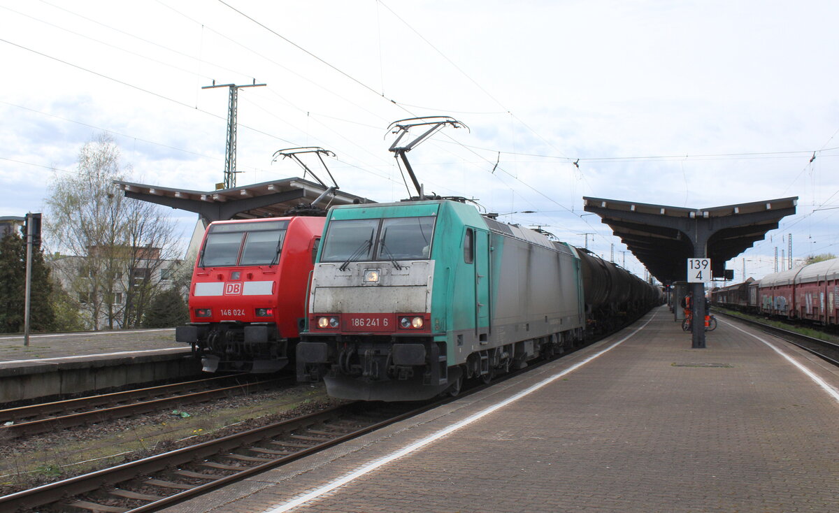 Alpha Trains 186 241-8 mit Kesselwagen Richtung Abzweig Brcke, am 05.04.2024 in Magdeburg-Neustadt.
