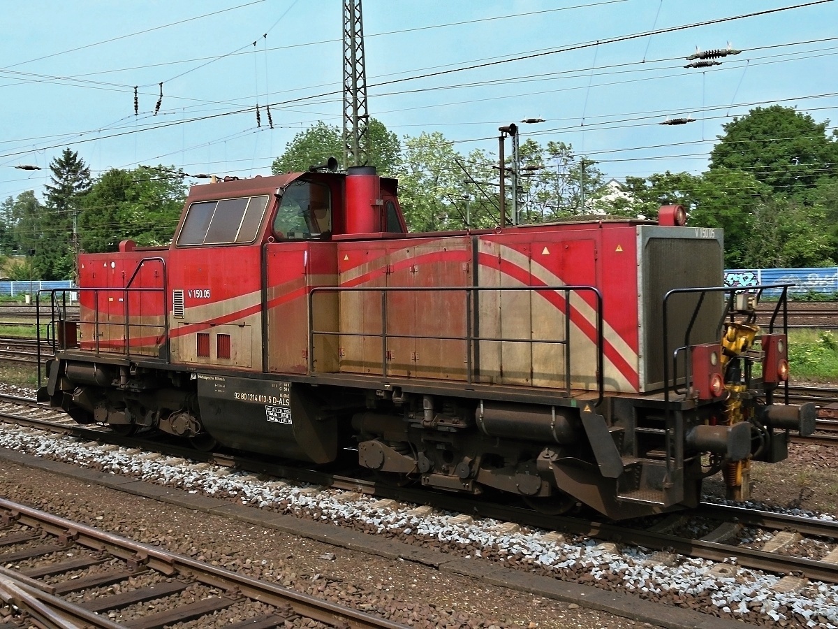 ALS -- Alstom Lokomotiven Service <br> 
V 150.05/214 014-3 (NVR: 92 80 1214 014-3 D-ALS) passiert hier am 27.05.2016 den Rbf Seelze...<P>
Weitere Bilder zum Thema Bahnfotografie gibt es auf meiner Site unter:<br> 
<a href= http://www.ralf-bueker.de/Ralf's Eisenbahnbilder.htm target= _blank >Ralf's Eisenbahnbilder