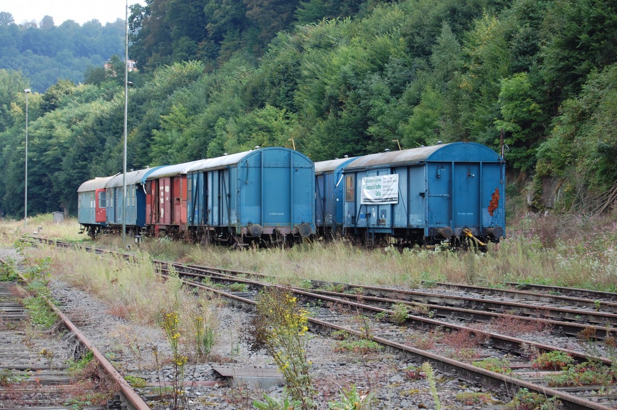 Alte Eisenbahnwaggons auf dem ehemaligen BW-Gelnde in Calw am 7. September 2013.
