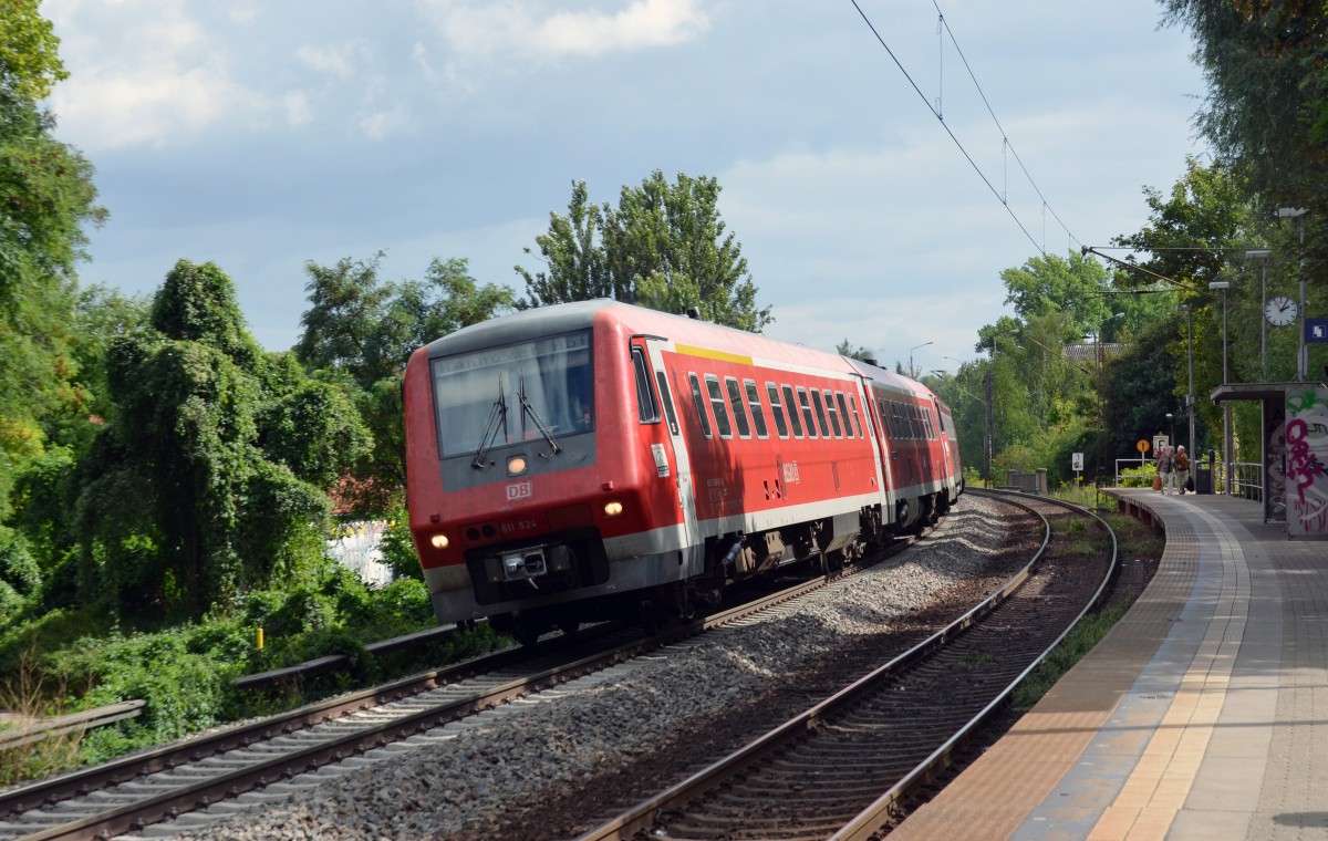 Am 01.09.13 legen sich zwei Triebwagen der BR 611 am S-Bahnhof Halle Zoo in die Kurve. 611 024 und 611 034 wurden an diesem Wochenende nach Halle(S) ausgeliehen um die auf der Strecke Halle(S)-Hannover eingesetzten Triebwagen der BR 612 zu untersttzen. Grund dafr war der Tag der Niedersachsen in Vienenburg und Goslar.  