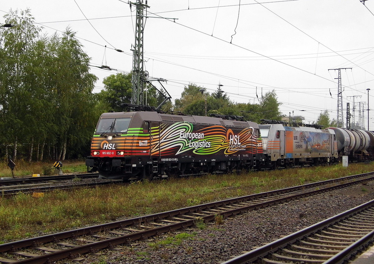 Am 01.10.2016 kamen die 185 602-0 und die E 186 181-4 von der HSL Logistik aus Richtung Hannover nach Stendal und fuhr weiter in Richtung Berlin .