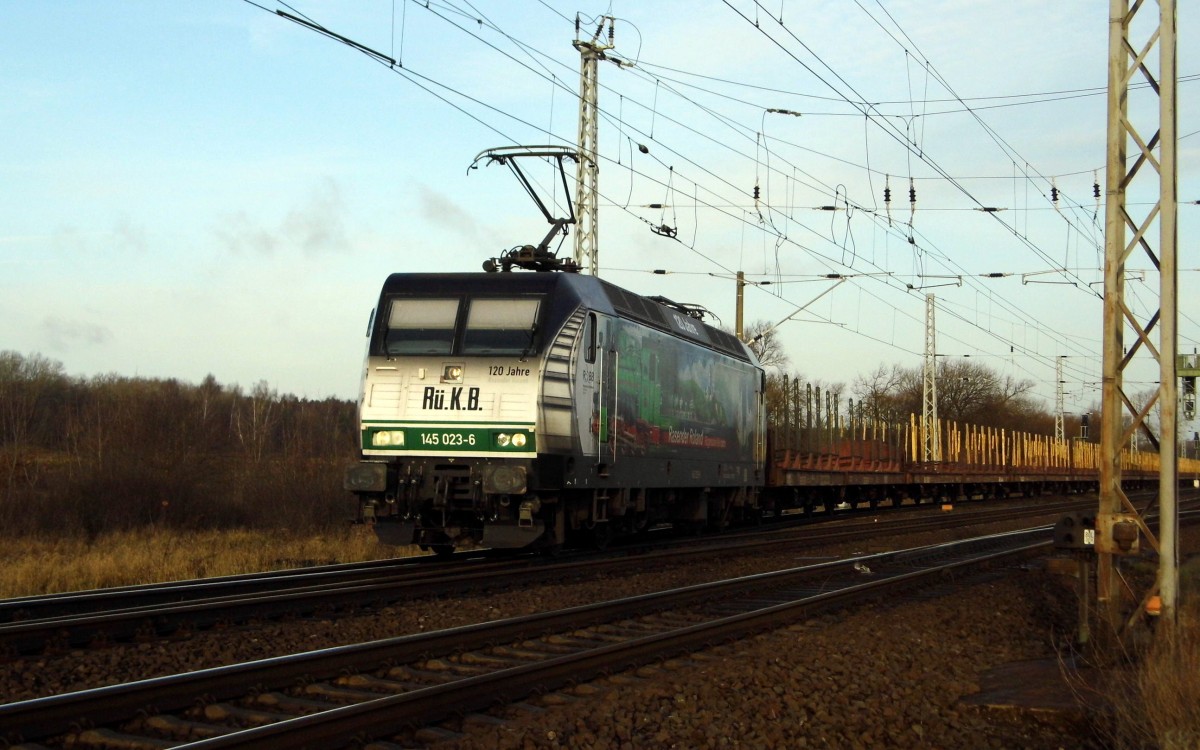 Am 01.12.2015 fuhr die 145 023-6 von der Press aus Borstel und weiter in Richtung Stendal .