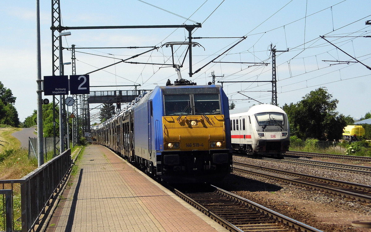 Am 02.06.2017 kam die 146 519-4 von der HSL Logistik GmbH, aus Richtung Braunschweig nach Niederndodeleben und fuhr weiter in Richtung Magdeburg .