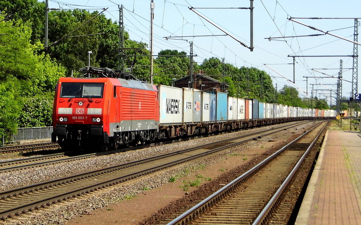 Am 02.06.2017 kam die 189 003-7 von der DB Cargo Deutschland AG, aus Richtung Magdeburg nach Niederndodeleben und fuhr weiter in Richtung Braunschweig .