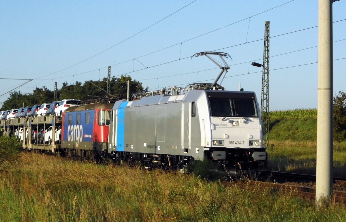 Am 02.09.2015 kam die 186 434-7 von der HSL (Railpool) aus der Richtung Magdeburg nach Demker und fuhr weiter in Richtung Stendal 