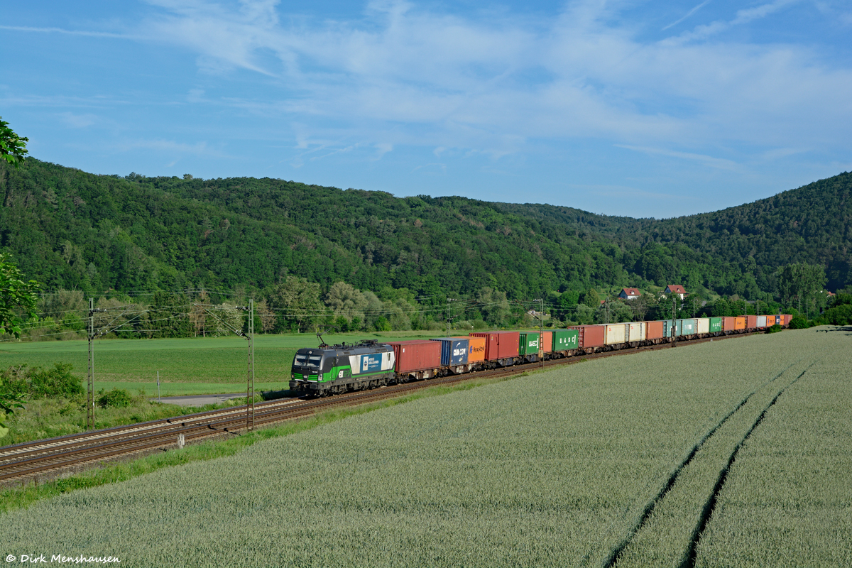 Am 03.06.2019 ist 193 238 (WLC) im Maintal unterwegs in Richtung Süden.