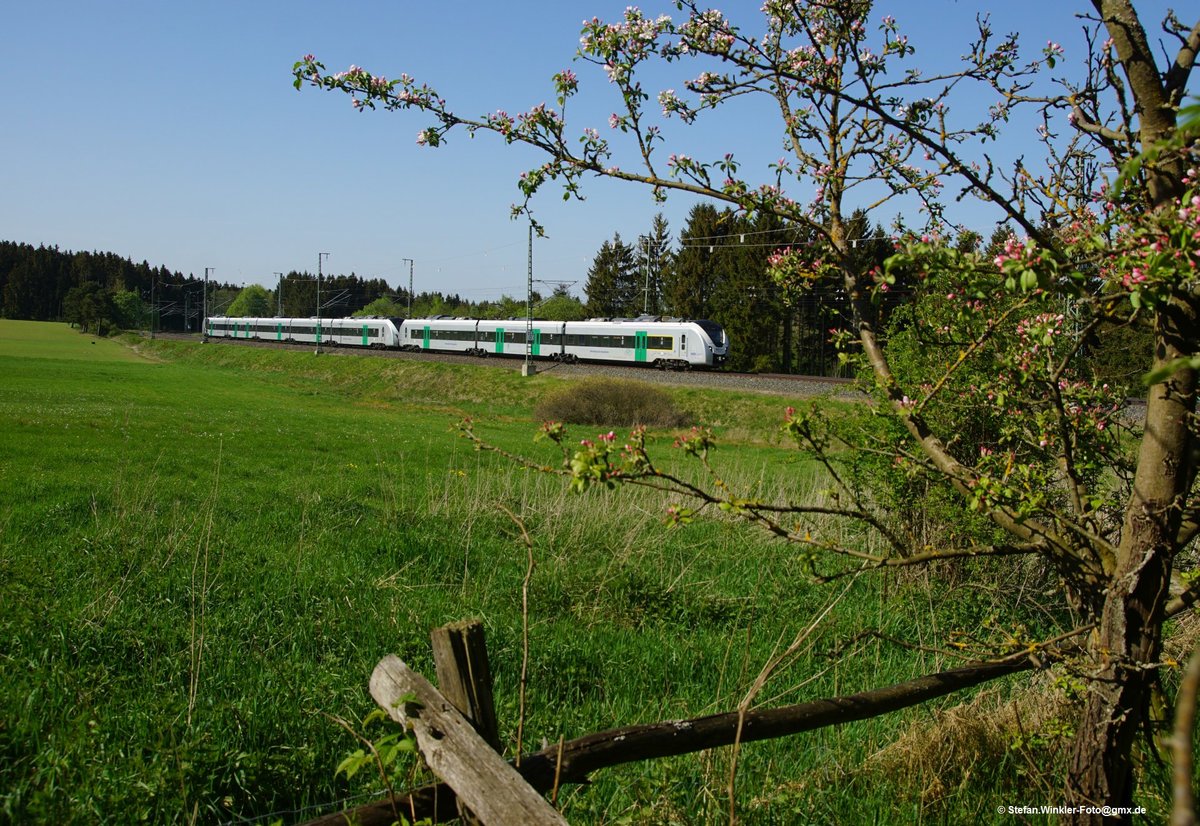 Am 04. Mai 2018 konnte ich diesen RE3 mit MRB Triebwagen in der Nähe des Weilers Föhrig fotografieren. Der Zug kommt aus Dresden und fährt nach Hof Hbf - weit hat er es also nicht mehr...