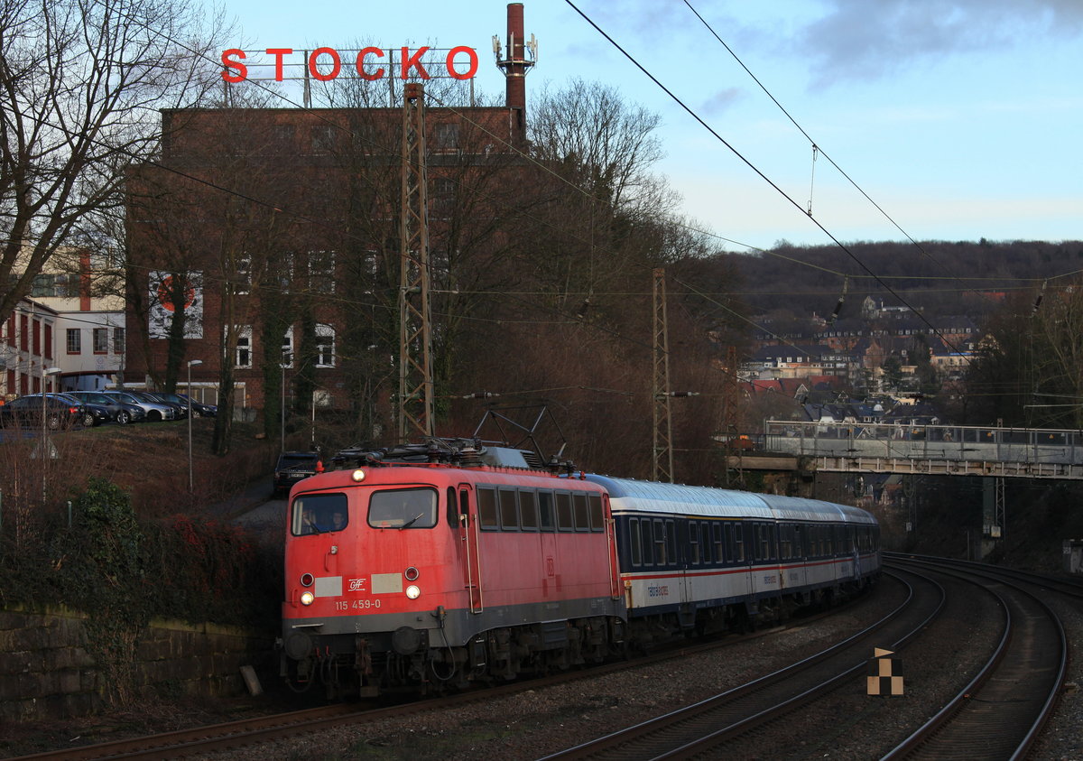 Am 04.02.2021 zog GfF 115 459 die RB48 nach Bonn Hbf durch Wuppertal-Sonnborn. 