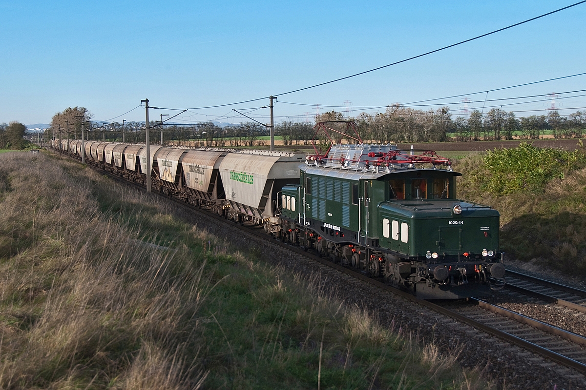 Am 04.11.2014 konnte die BR 1020.44 mit dem SLGAG 47385 (St. Valentin - Hegyeshalom) kurz vor Gramatneusiedl fotografisch festgehalten werden.