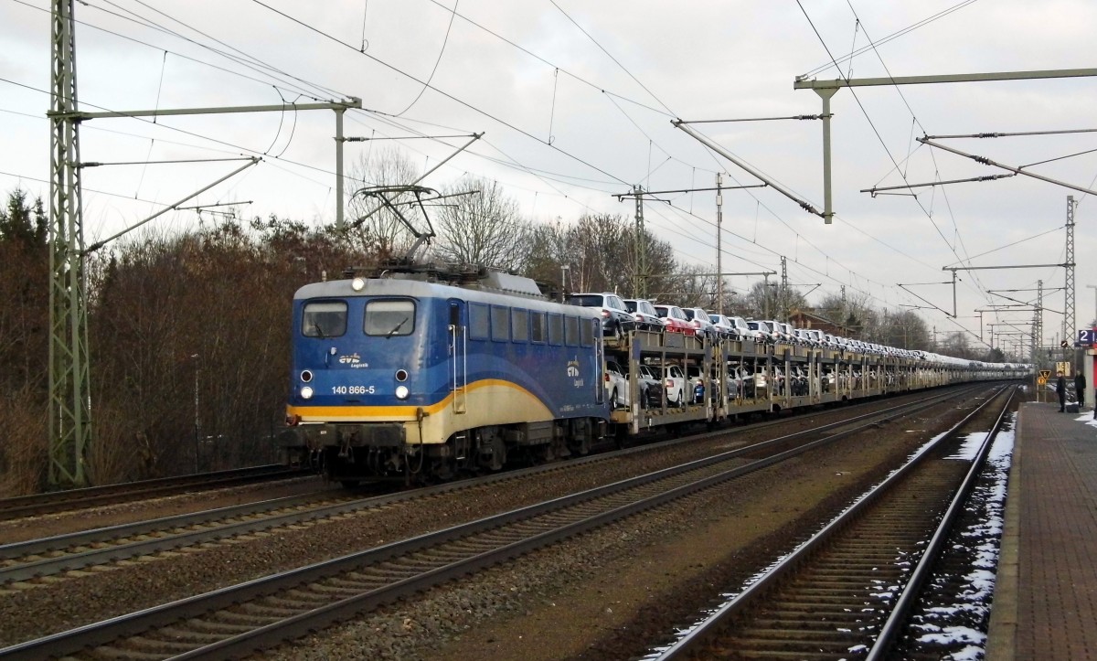 Am 05.02.2015 kam die 140 866-5 von der evb Logistik aus Richtung Magdeburg nach Niederndodeleben und fuhr weiter in Richtung Braunschweig .