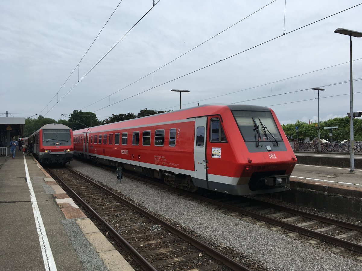 Am 05.06.17 in Radolfzell trafen 611 035 611 021 und 611 045 auf die n Wagen des BW Freiburgs welche an diesem Tag ihre Abschiedsfahrt über die Schwarzwaldbahn fuhren.