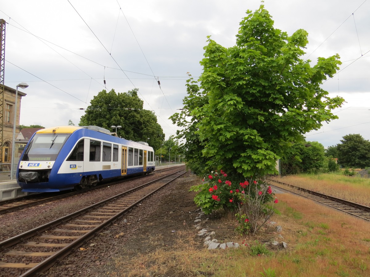 Am 05.06.2014 VT Lint BR 640 im Bahnhof von Blankenburg (Harz)