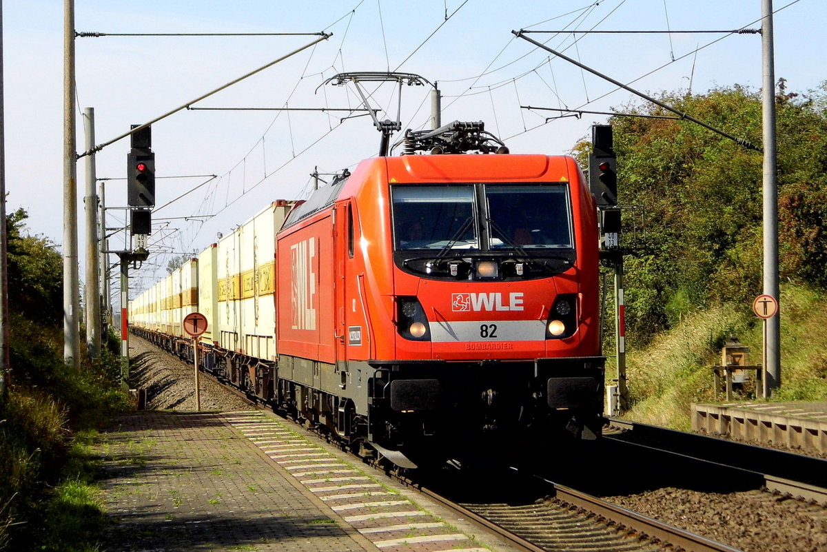 Am 05.09.2017 kam die 187 010-4 [Name Westfalen ]  von der WLE - Westfälische Landes-Eisenbahn GmbH, aus Richtung Braunschweig nach Wellen ( Magdeburg) und fuhr weiter in Richtung Magdeburg .