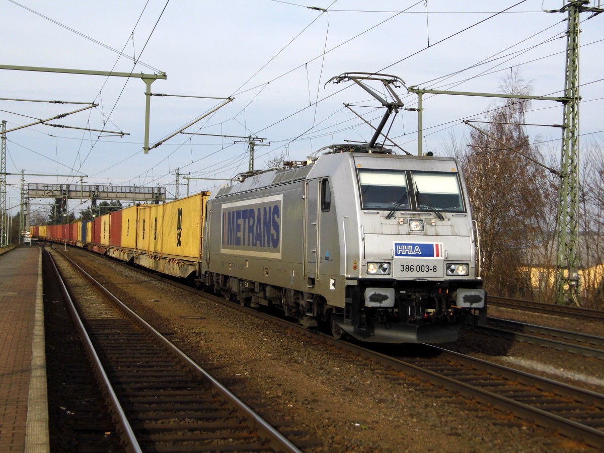 Am 07.03.2015 kam die 386 003-8 von der METRANS aus Richtung Braunschweig nach Niederndodeleben und fuhr weiter in Richtung Magdeburg.