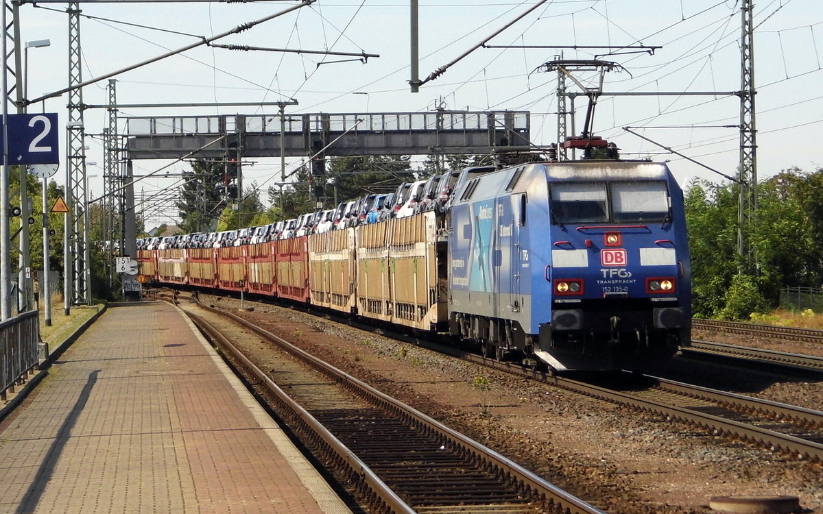 Am 07.09.2016 kam die 152 135-0 aus Richtung Braunschweig nach Niederndodeleben und fuhr weiter in Richtung Magdeburg .