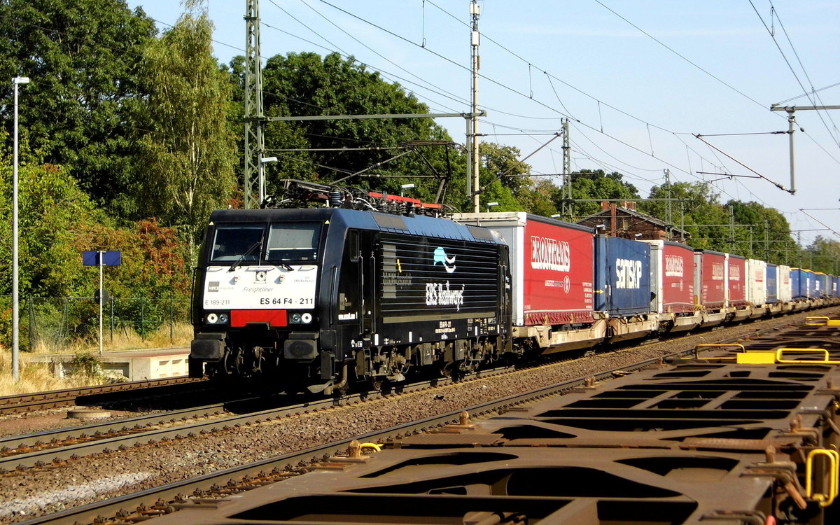 Am 07.09.2016 kam die 189 211 von der ERS Railways ( MRCE dispolok ) aus Richtung Magdeburg nach Niederndodeleben und fuhr weiter in Richtung Braunschweig . 